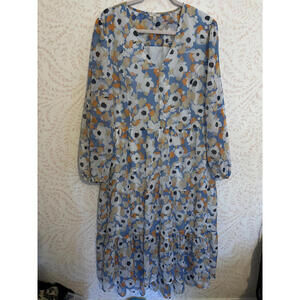 JOIE Floral Long Sleeve Tiered Midi Dress